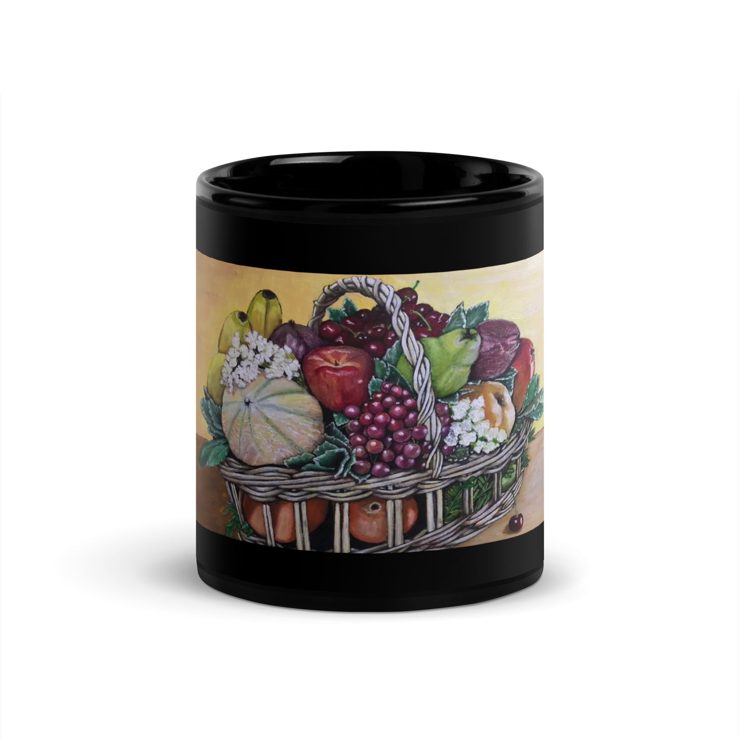Fruit Basket Black Glossy Mug