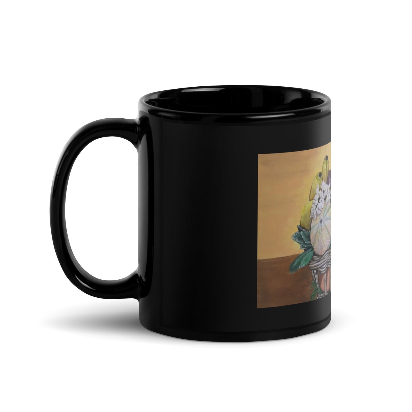 Fruit Basket Black Glossy Mug