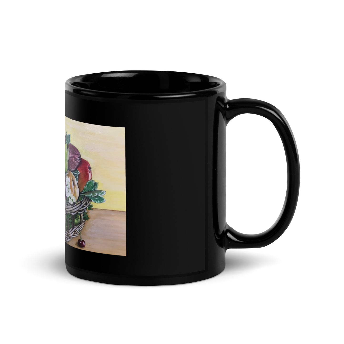 Fruit Basket Black Glossy Mug