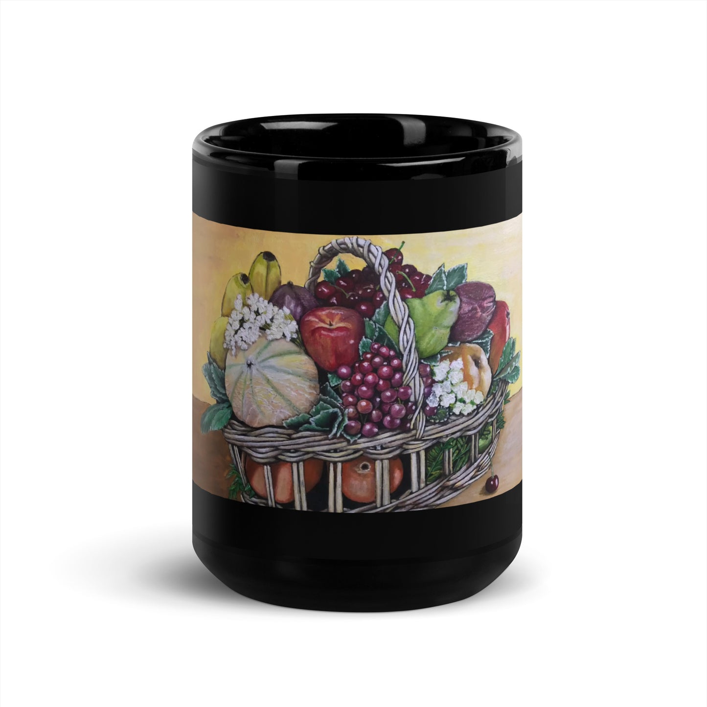 Fruit Basket Black Glossy Mug