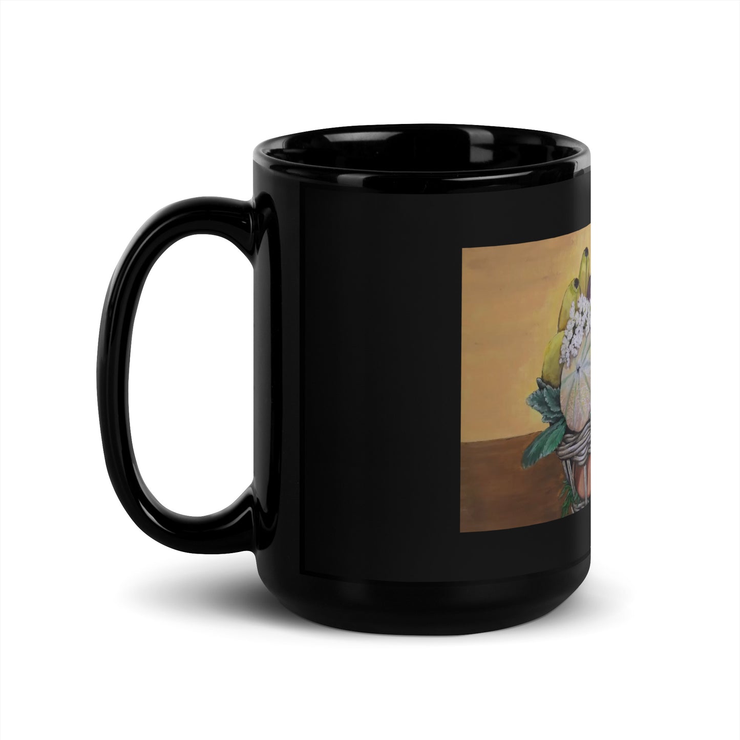 Fruit Basket Black Glossy Mug