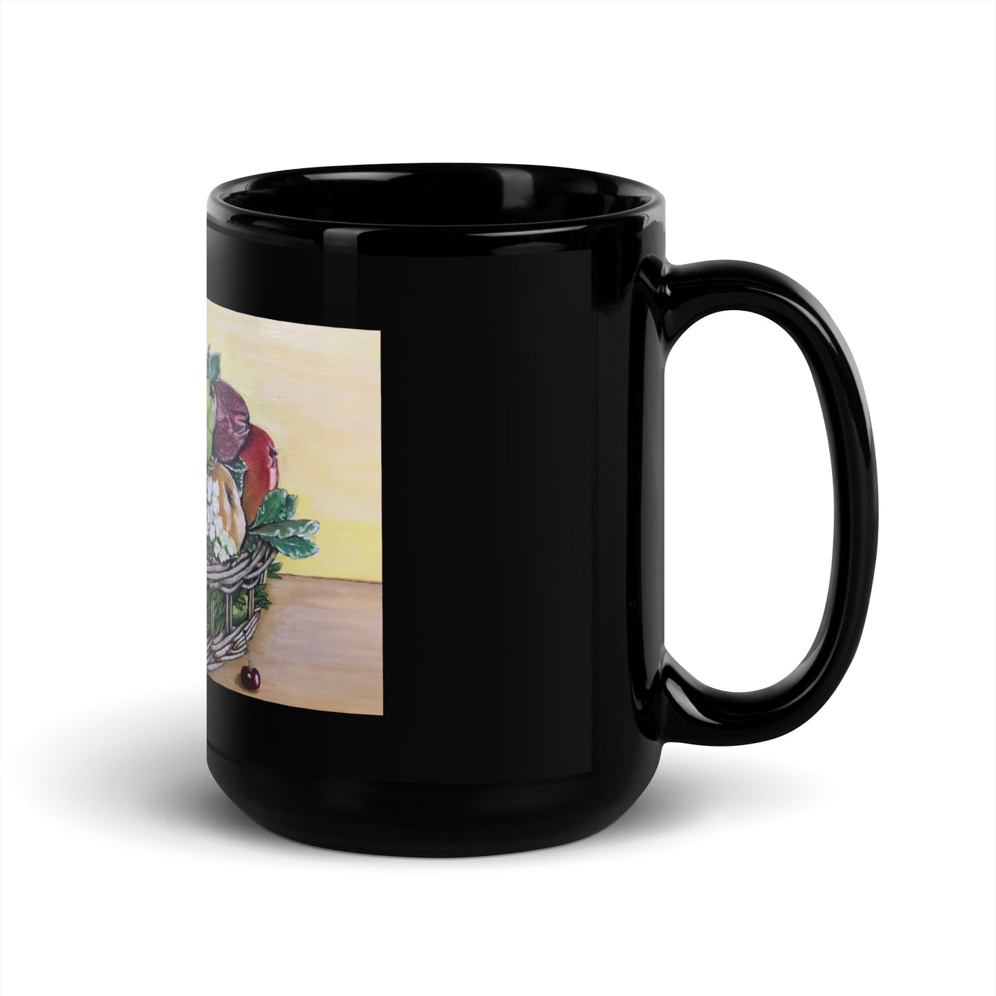 Fruit Basket Black Glossy Mug